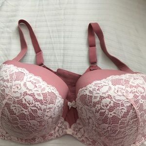 Torrid size 44F mauve with cream lace bra.